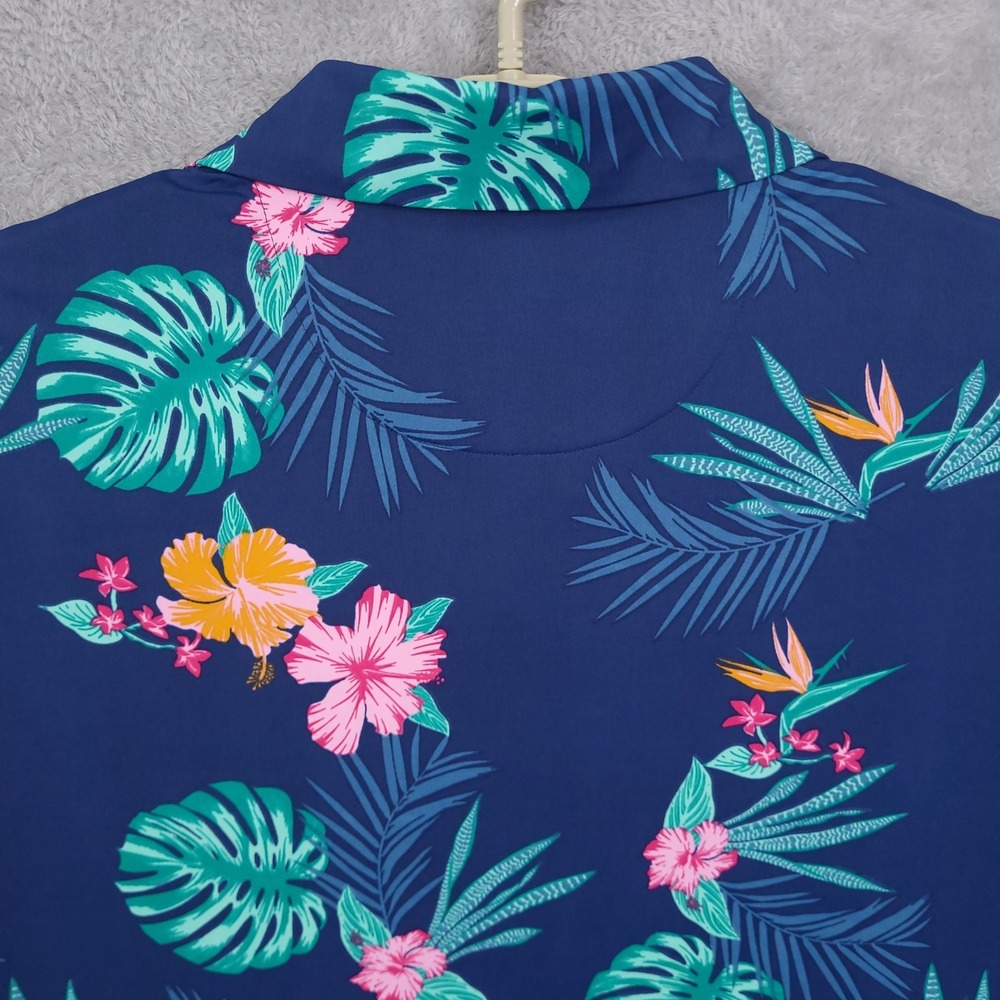 Birdie Bound Polo Shirt Mens 3XL Blue Tropical Floral Golf Performance - Picture 8 of 11